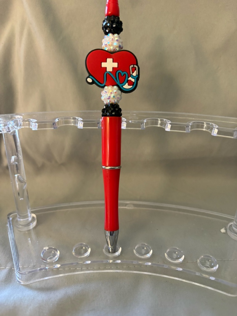 Red Heart Stethoscope Ballpoint Pen - Nursing-Themed Office Pen